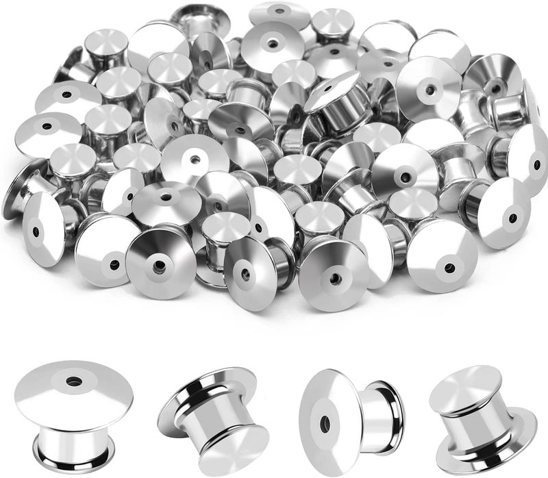 NANMOTUE 40PCS Locking Pin Back Locking Pin Keeper Clasp, Metal Pin Backing for Brooch Enamel Lapel Pin Lock - Image 1
